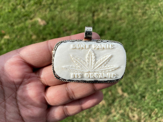 Weed Lovers Pendant, Hand Carved Bone Tibetan Silver, Marijuana Jewelry, Funny Jewelry,  Cannabis Leaf Pendant, Cannabis Pendant, Pot, CBD