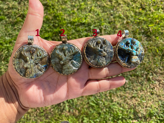 Hand Carved Deer Pendant, Natural Labradorite Tibetan Silver Necklace, Wildlife Jewelry, Unique Animal Carving Pendant, Animal Lover's Gift