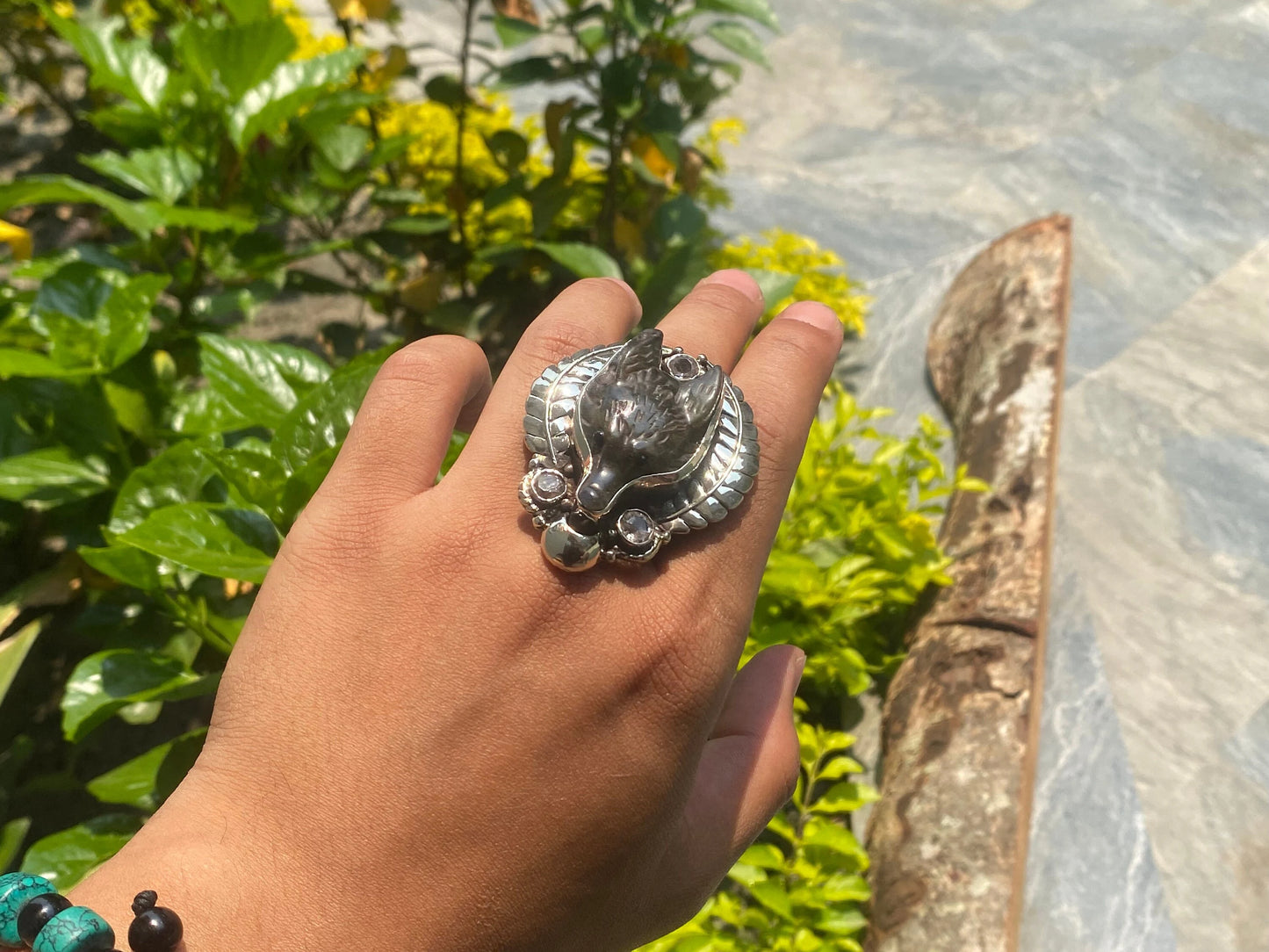 Owl with Women Face Hand Carved Buffalo bone Tibetan Silver Ring, Ethnic Boho Jewelry, Bird Lover Ring, Southwest Ring, Unique Gift