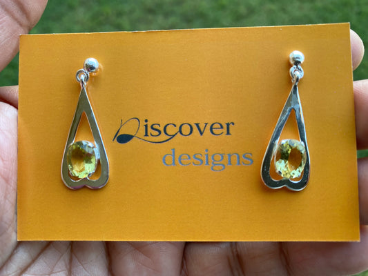 Yellow Topaz Gemstone Silver Overlay Earring, Birthstone, Birthday Gift, Dangle Earring, Gemstone Earring, Bridesmaid Earring, Natural Stone