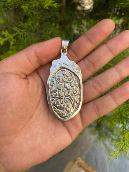 Skull Hand Carved Buffalo Bone Tibetan Silver Pendant, Jewelry for Men or Women, Ethnic Jewelry, Skull Jewelry