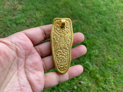Large Bear & Owl with Wolf Bone Pendant, 18k Matte Gold Overlay Non Tarnish Unisex Jewelry, Animal Lovers, Bohemian Jewelry, Tribal Jewelry