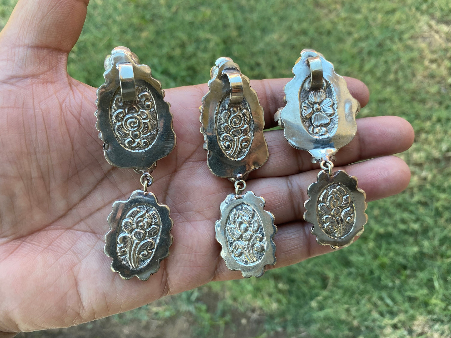 Larimar Natural Stone Tibetan Silver Pendant, Jewelry for Men or Women, Ethnic Jewelry, Energy Stone Pendant, Birthstone, Hill Tribe, Boho