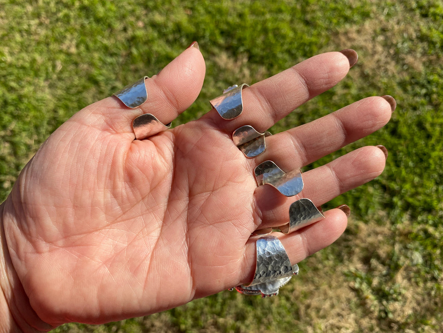 Larimar Two Tone Big Adjustable Ring, Brushed Gold & Silver Overlay, Natural Gemstone Ring, Statement Ring, Bridesmaid Gift, Hammered Ring
