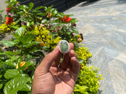 Turquoise Temptation: Natural Turquoise Ring with Silver and Gold Overlay, Boho Elegance, gift ideas, Unisex Ring, Adjustable Ring.