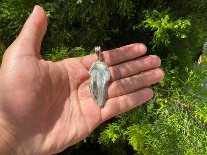Unique Tibetan Silver Pendant: Horse Face and Angel Wing – A Symbol of Freedom and Protection, Angelic Wing and Horse Face .