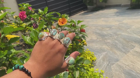 Turquoise Temptation: Silver & Gold Overlay Ring, Two Tone Ring, Hammered Ring, Unisex Aesthetic Ring.