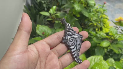 Exquisite Handcrafted Silver Overlaid Conch Pendant, Pendant for Spirituality, Symbol of Purification, Daily Wear Pendant, Unisex Pendant.