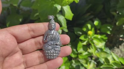 Small Buddha Tibetan Silver Overlay Brass Pendant for Peace and Serenity | Meditation Pendant, Yoga Pendant, Spiritual Jewelry, Gift Pendant