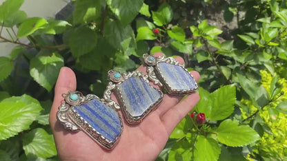 Raw Lapis Pendant with Tibetan Silver & Turquoise - Floral Design, Daily Wear Healing Jewelry, Natural Gemstone Pendant, Unisex Pendant.