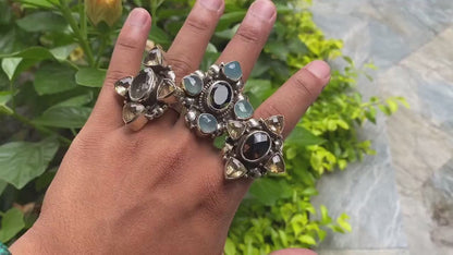 Adjustable Unique Ring, Antique Designed Ring, Natural Gemstone Ring, Ring for Daily wear, Gift for her, Unisex Ring.