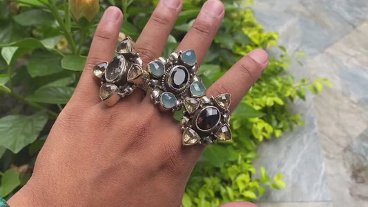 Adjustable Unique Ring, Antique Designed Ring, Natural Gemstone Ring, Ring for Daily wear, Gift for her, Unisex Ring.