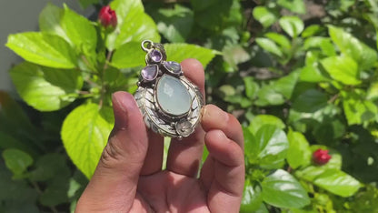 Natural Chalcedony Gemstone Pendant, Pendant for Daily Wear, Amethyst Pendant, Healing Pendant, Happiness Pendant, Perfect Gift.