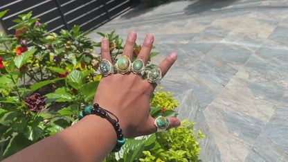 Timeless Treasures: Turquoise Boho Ring for the Modern Woman, Handmade Ring, Hammered Ring, Oval shaped Ring.
