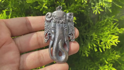 Hand Carved Big Elephant Head Silver Overlay Pendant, Elephant Pendant, Animal Lover Jewelry, Unisex Jewelry, Daily Wear.