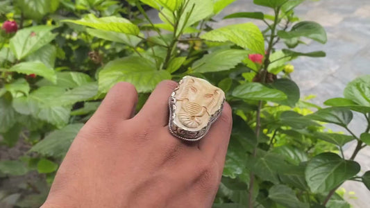 Beautiful Elephant face carved on water buffalo bone, Nature inspired Ring for daily wear, Hippie fashion, Boho charm, Unique & Unisex.