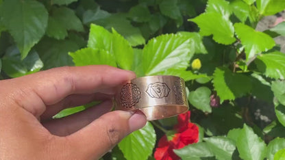 Big Adjustable Flat Copper Bracelet,  7 chakra Bracelet, Healing Bracelet, Bracelet for Daily wear, Meditation Bracelet, Unique Bracelet.