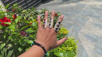 Unique shaped Ring, Unisex Ring, Handmade Ring, Adjustable Ring, Natural Gemstone Ring, Healing Ring.