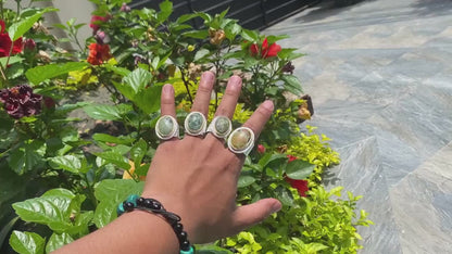 Unisex Adjustable Ring, Handmade Ring, Hammered Ring, Two Tone Ring, Natural Turquoise adorned ring.