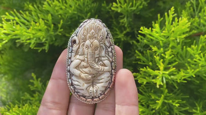 Hand Carved Ganesha Buffalo Bone in Tibetan Silver Ring | Lord Ganesh Ring, Elephant Ring, Hindu Jewelry, Engraved Ring, Spiritual Ring.