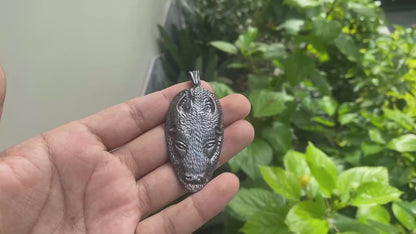 Large Bull Tibetan Silver Overlay Brass Pendant | Animal Lover's Pendant, Yak Jewelry, Boho Jewelry, Unique Wear, Hippie Pendant