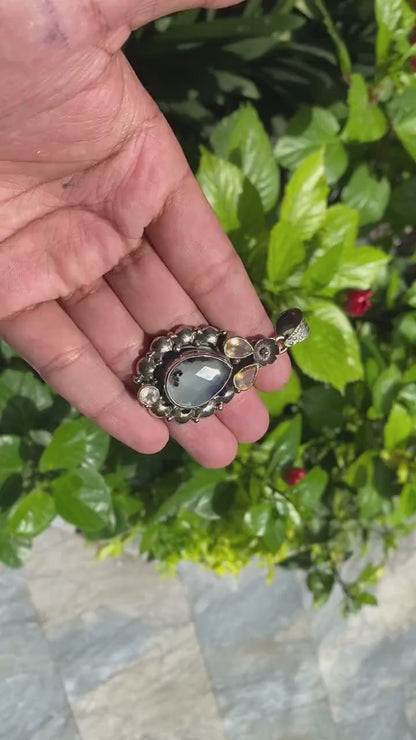 Daily Wear Natural Chalcedony Gemstone Pendant, Floral designed Pendant, Healing Pendant