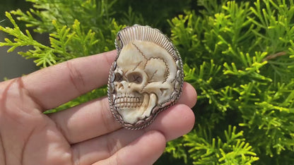 Large Punk Skull Buffalo Bone Tibetan Silver Ring | Unisex Skull Ring, Jewelry for Men or Women, Boho Jewelry, Handmade Ring, Gift
